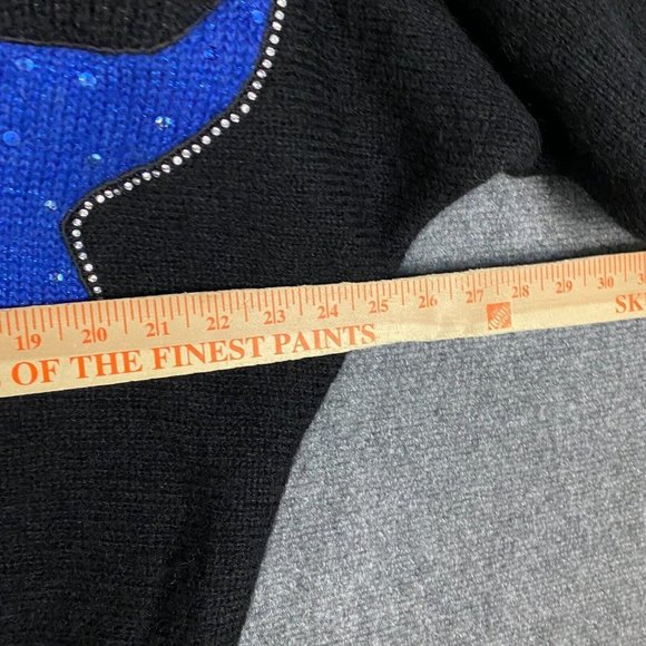 Joseph Ho Sweater Large Women's Lambswool Blend Adults Pullover Knit Black Blue - Picture 4 of 7